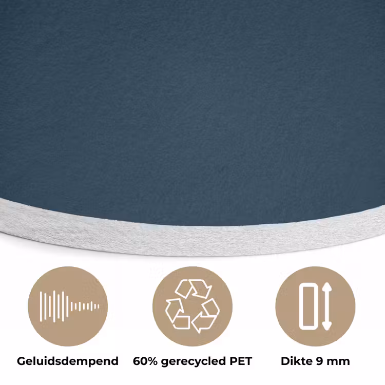 Midnight - Blue - Blauw Akoestische PET Vilt - Rond klein 838 -closeup_NL