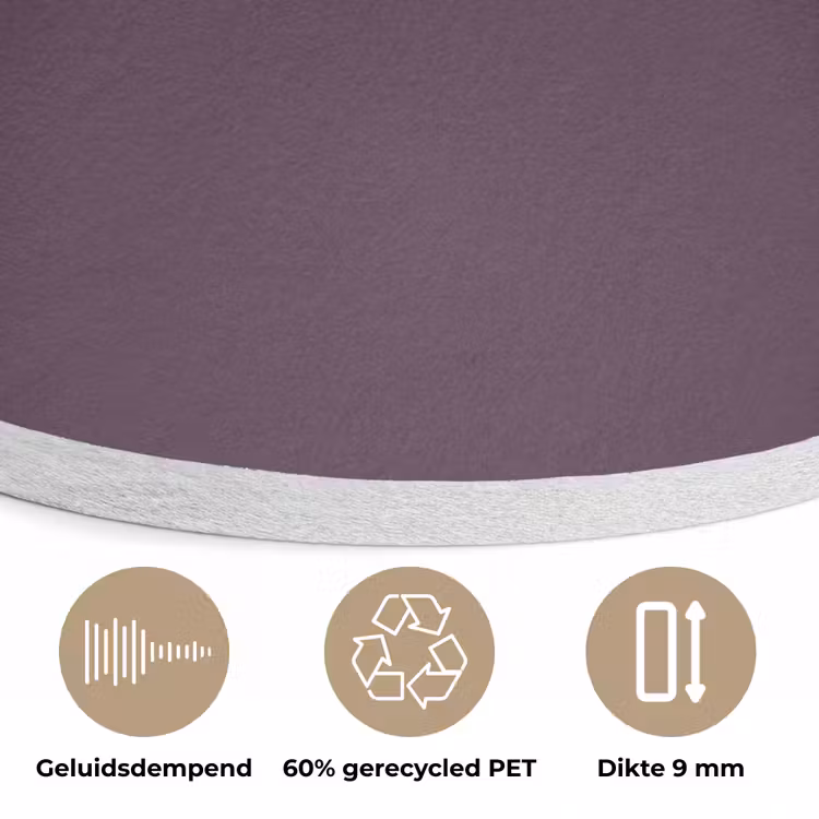 Midnight - Plum - Paars Akoestische PET Vilt - Rond klein 838 -closeup_NL
