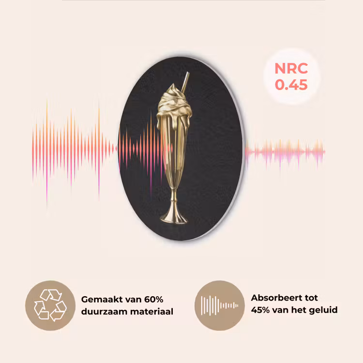 Milkshake - Goud - Drinken - Zwart Akoestische PET Vilt - Rond klein -USP_NL