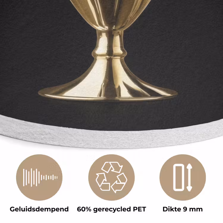 Milkshake - Goud - Drinken - Zwart Akoestische PET Vilt - Rond klein -closeup_NL