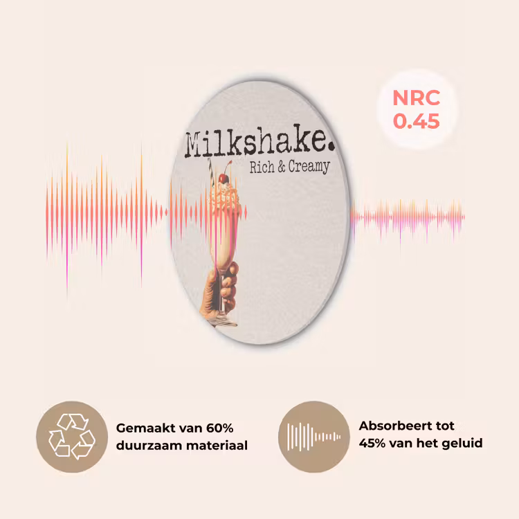 Milkshake - Kers - Rietje Akoestische PET Vilt - Rond klein -USP_NL