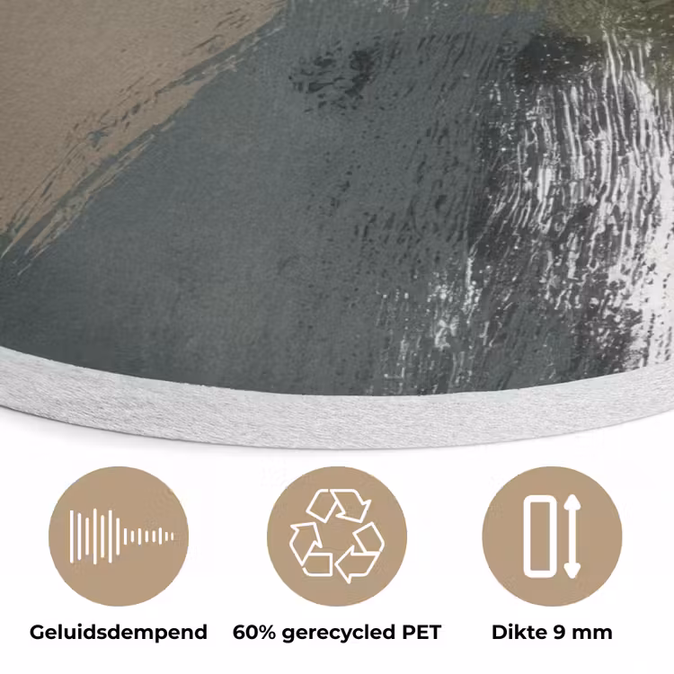 Minimalistisch - Cirkels - Penseelstreken - Beige Akoestische PET Vilt - Rond klein -closeup_NL