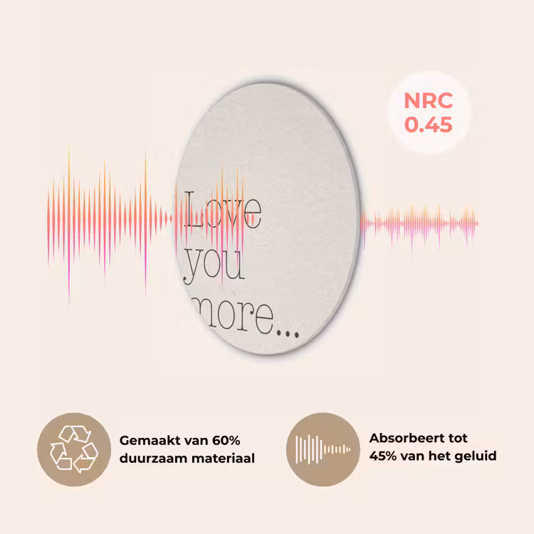Minimalistisch - Love - Beige Akoestische PET Vilt - Rond klein -USP_NL