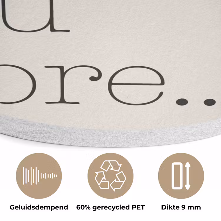 Minimalistisch - Love - Beige Akoestische PET Vilt - Rond klein -closeup_NL
