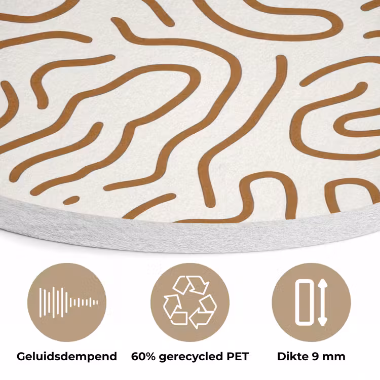 Minimalistisch - Patroon - Terracotta Akoestische PET Vilt - Rond klein 838 -closeup_NL