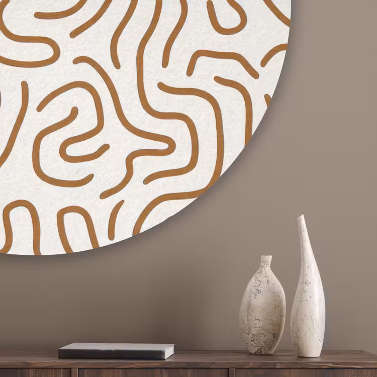 Minimalistisch - Patroon - Terracotta Akoestische PET Vilt - Rond klein 838 -sfeer5_closeup
