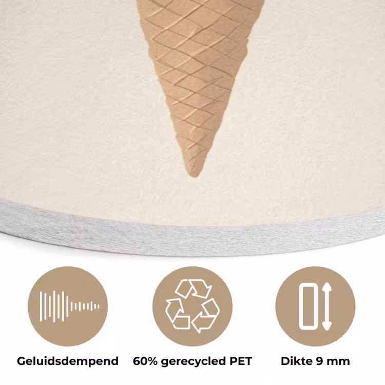 Minimalistisch - Schepijs - Hoorntje - Beige Akoestische PET Vilt - Rond klein -closeup_NL