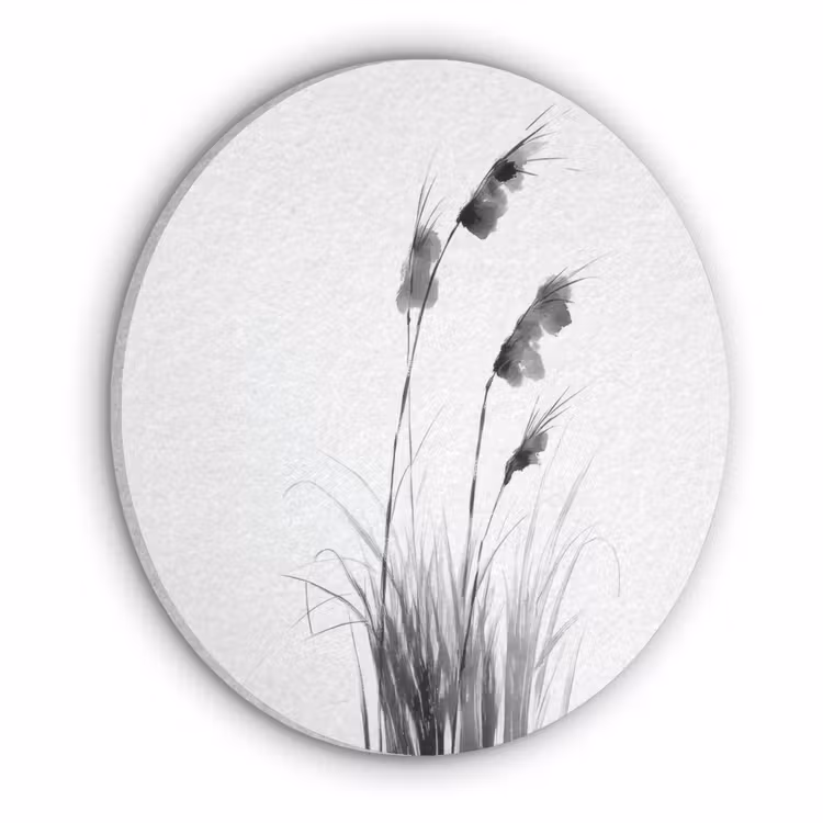 Minimalistisch - Stelen - Wit Akoestische PET Vilt - Rond klein -3d