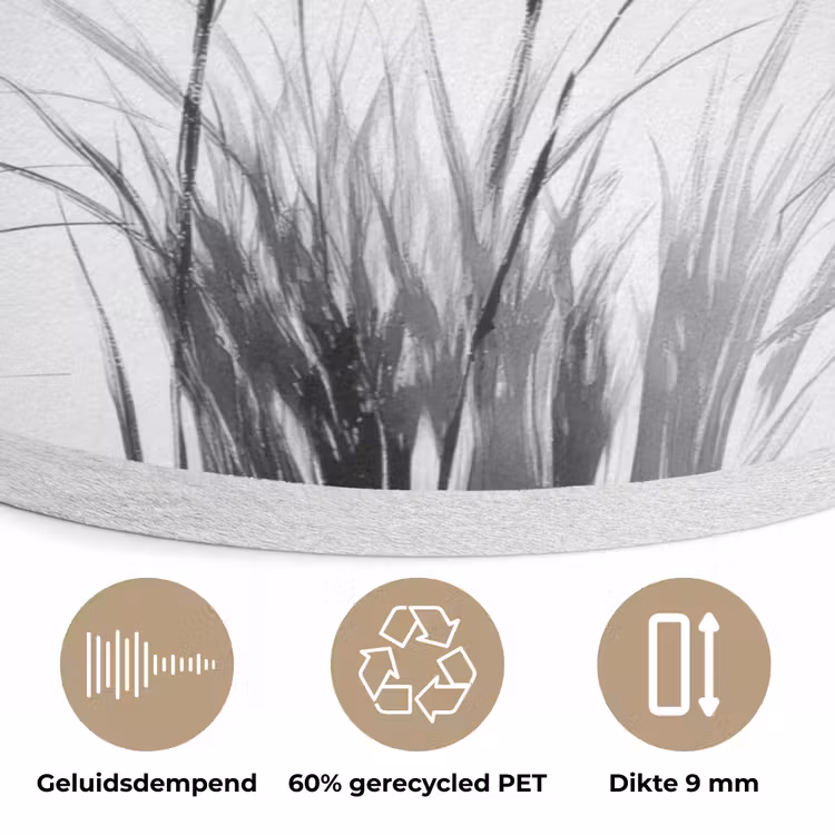 Minimalistisch - Stelen - Wit Akoestische PET Vilt - Rond klein -closeup_NL