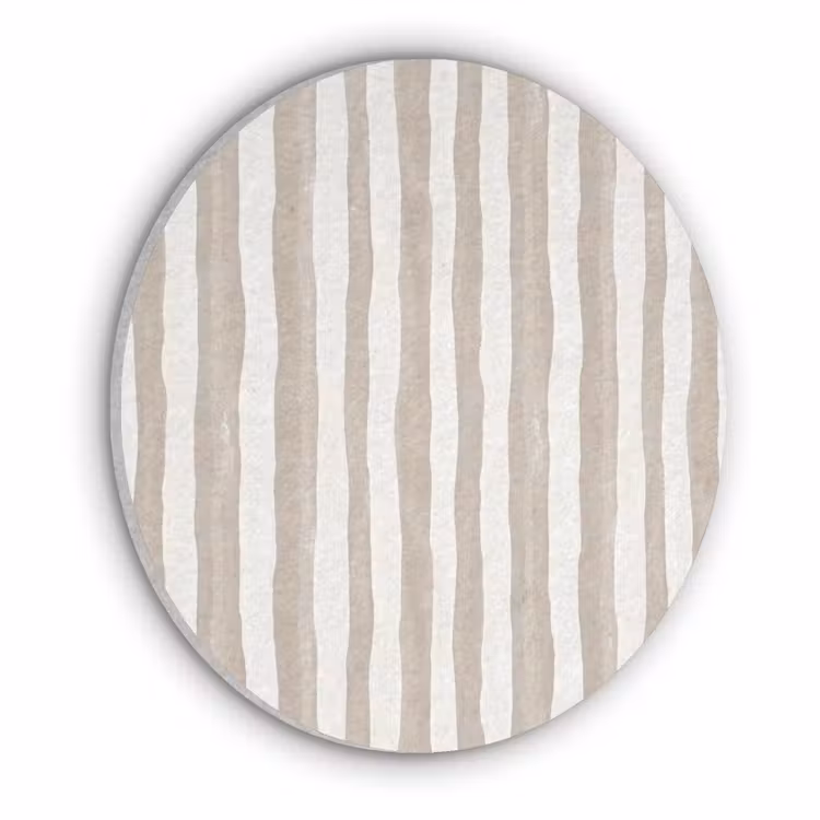 Minimalistisch - Strepen - Beige Akoestische PET Vilt - Rond klein 838 -3d