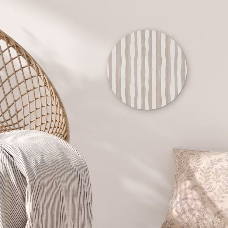Minimalistisch - Strepen - Beige Akoestische PET Vilt - Rond klein 838 -sfeer4