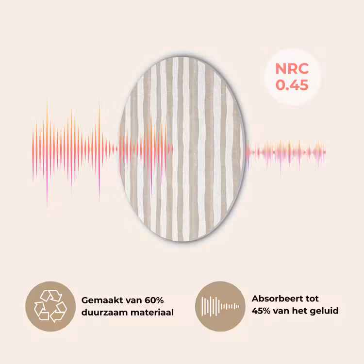 Minimalistisch - Strepen - Beige Akoestische PET Vilt - Rond klein 838 -USP_NL