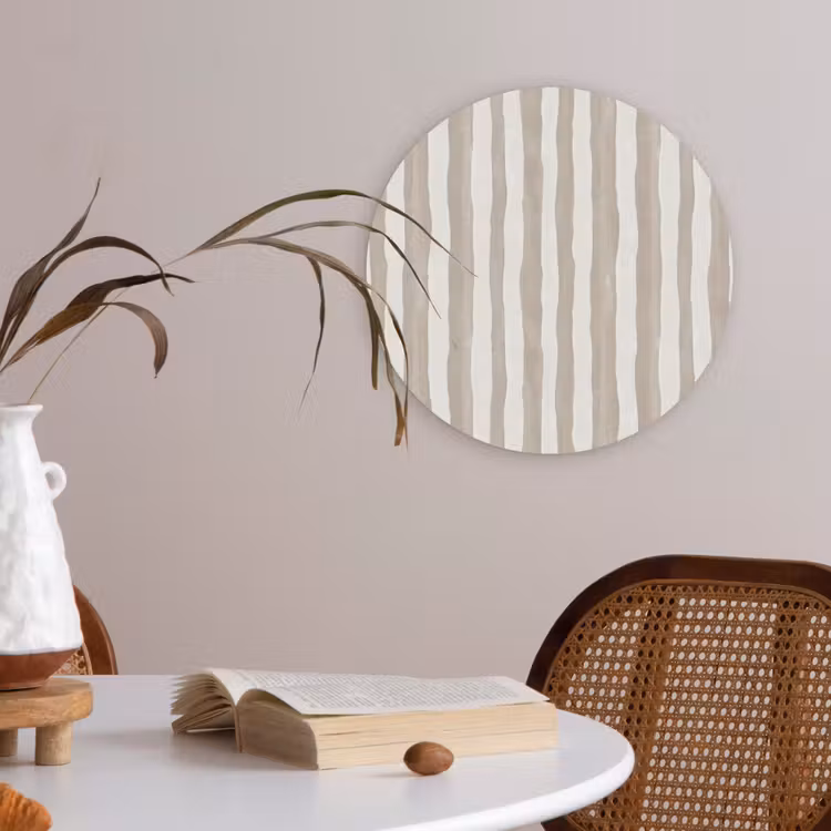 Minimalistisch - Strepen - Beige Akoestische PET Vilt - Rond klein 838 -sfeer3