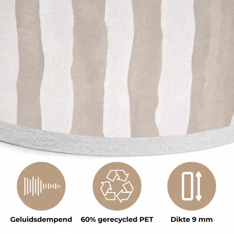 Minimalistisch - Strepen - Beige Akoestische PET Vilt - Rond klein 838 -closeup_NL