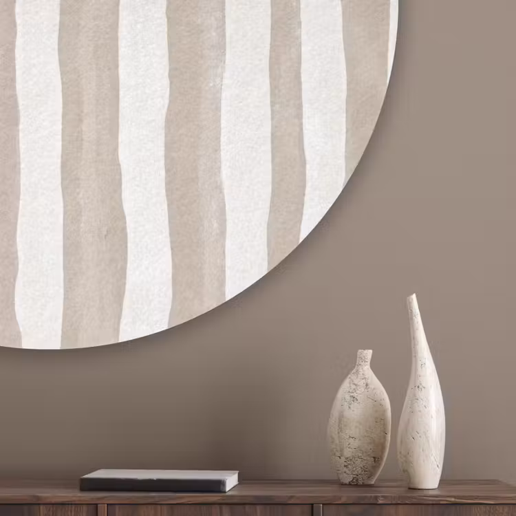 Minimalistisch - Strepen - Beige Akoestische PET Vilt - Rond klein 838 -sfeer5_closeup
