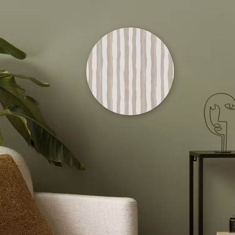 Minimalistisch - Strepen - Beige Akoestische PET Vilt - Rond klein 838 -sfeer2