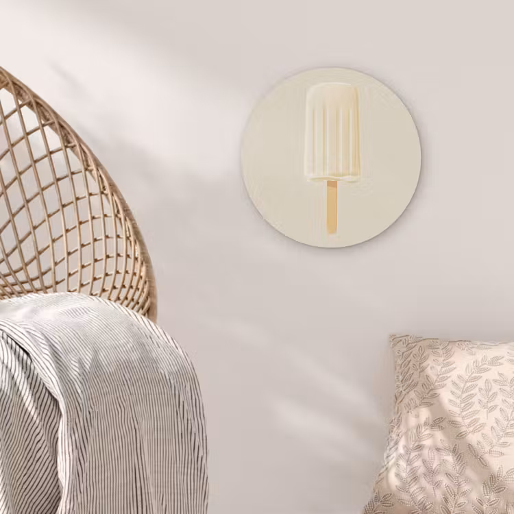 Minimalistisch - Waterijsje - Stokje - Beige Akoestische PET Vilt - Rond klein -sfeer4