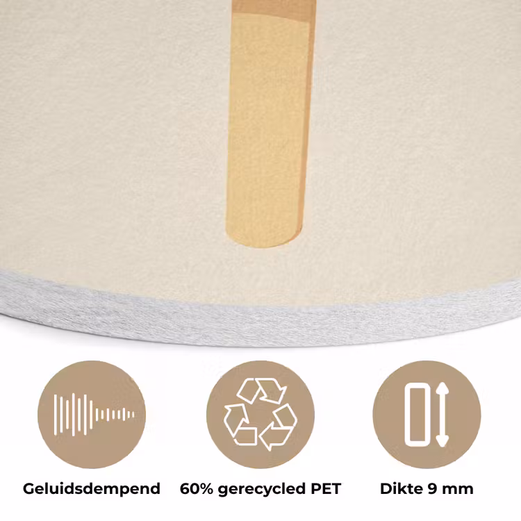 Minimalistisch - Waterijsje - Stokje - Beige Akoestische PET Vilt - Rond klein -closeup_NL