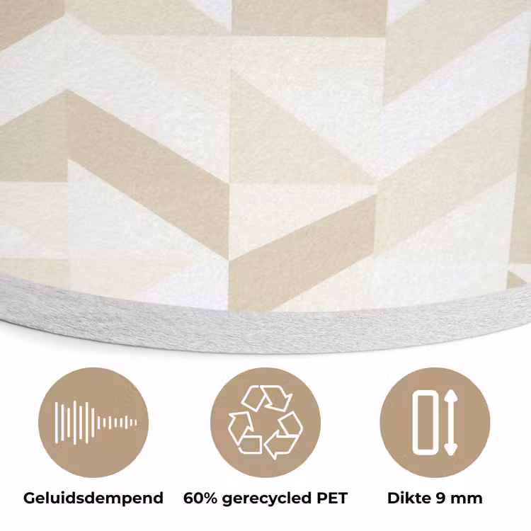 Modern - Abstract - Beige Akoestische PET Vilt - Rond klein 838 -closeup_NL