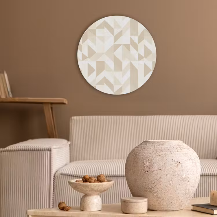 Modern - Abstract - Beige Akoestische PET Vilt - Rond klein 838 -sfeer1