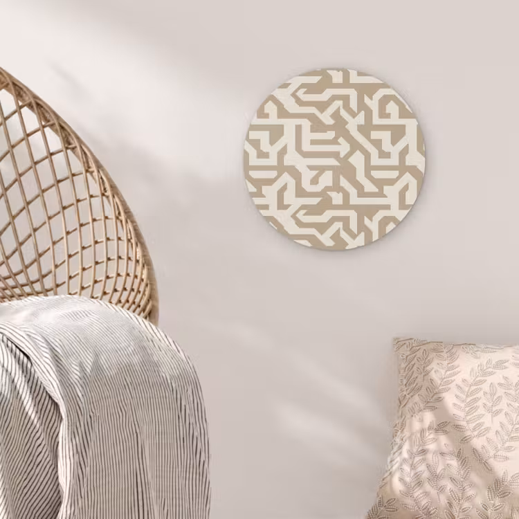 Modern - Abstract - Beige Akoestische PET Vilt - Rond klein 838 -sfeer4