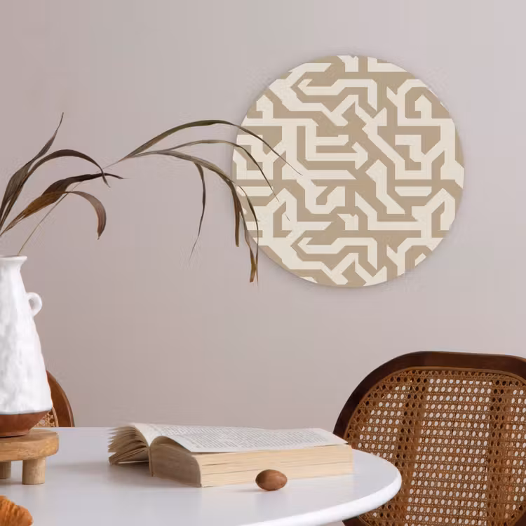 Modern - Abstract - Beige Akoestische PET Vilt - Rond klein 838 -sfeer3