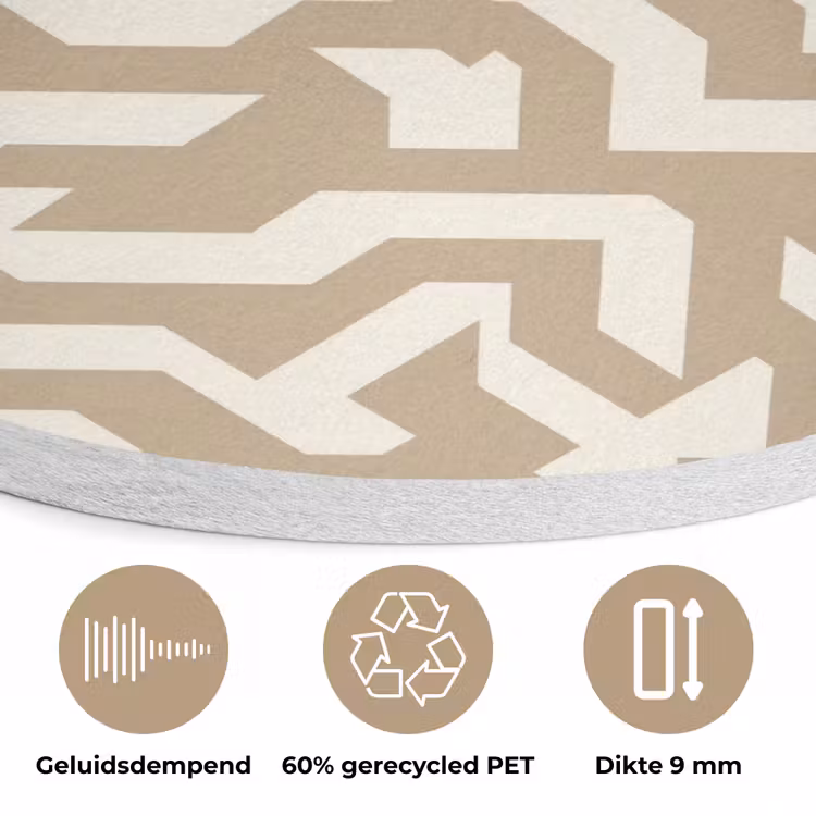 Modern - Abstract - Beige Akoestische PET Vilt - Rond klein 838 -closeup_NL