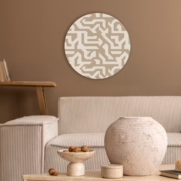 Modern - Abstract - Beige Akoestische PET Vilt - Rond klein 838 -sfeer1