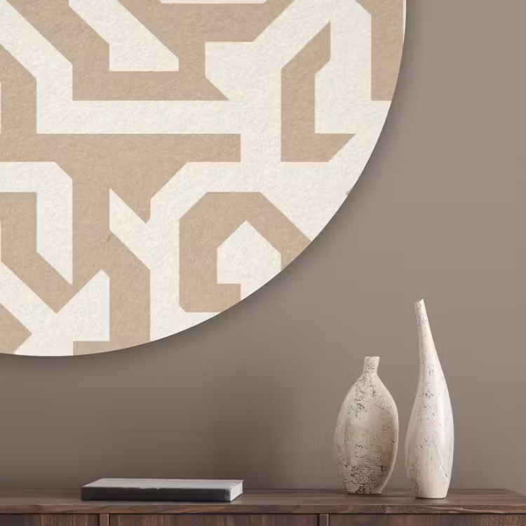 Modern - Abstract - Beige Akoestische PET Vilt - Rond klein 838 -sfeer5_closeup