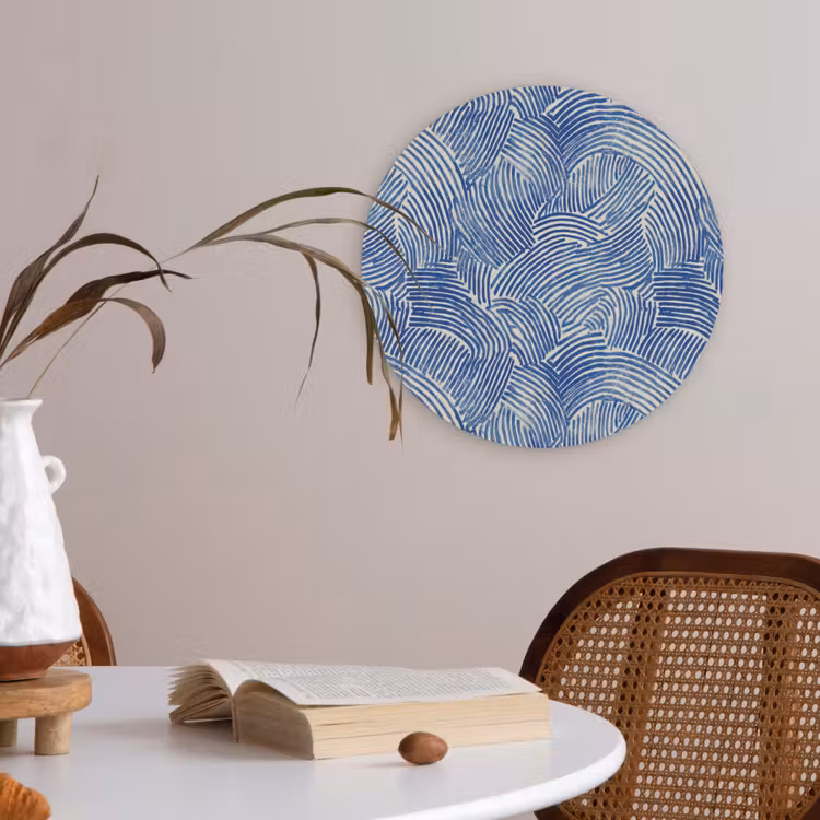 Modern - Abstract - Blauw Akoestische PET Vilt - Rond klein 838 -sfeer3