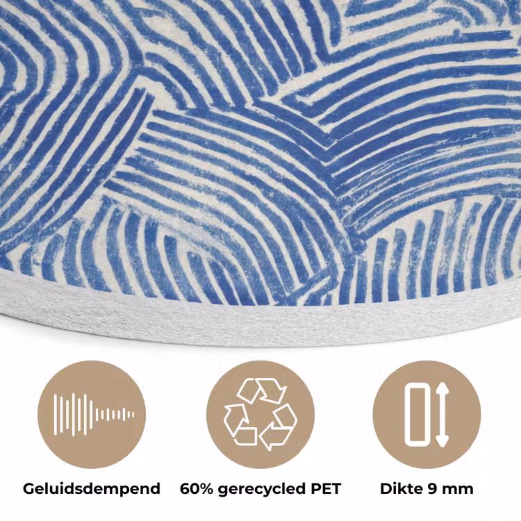 Modern - Abstract - Blauw Akoestische PET Vilt - Rond klein 838 -closeup_NL