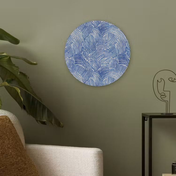 Modern - Abstract - Blauw Akoestische PET Vilt - Rond klein 838 -sfeer2