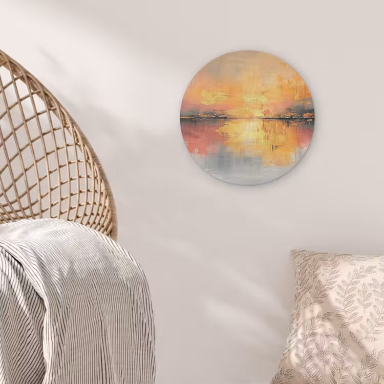 Modern - Abstract - Goud - Roze Akoestische PET Vilt - Rond klein -sfeer4