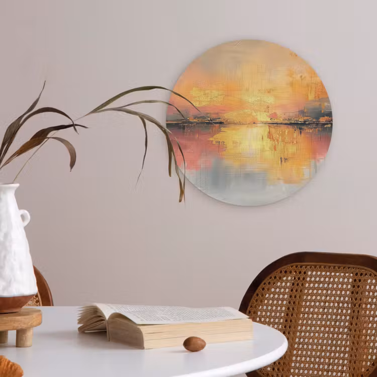 Modern - Abstract - Goud - Roze Akoestische PET Vilt - Rond klein -sfeer3