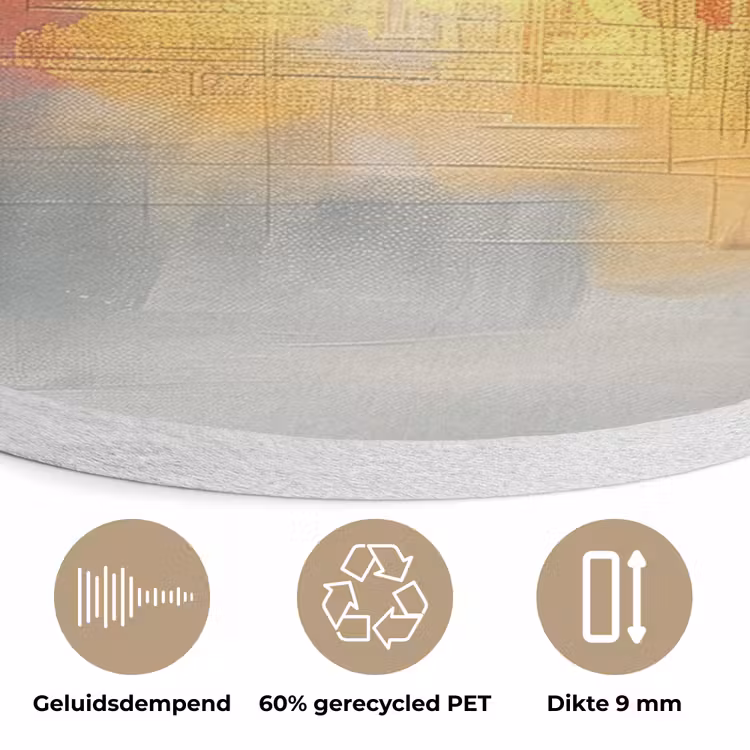 Modern - Abstract - Goud - Roze Akoestische PET Vilt - Rond klein -closeup_NL