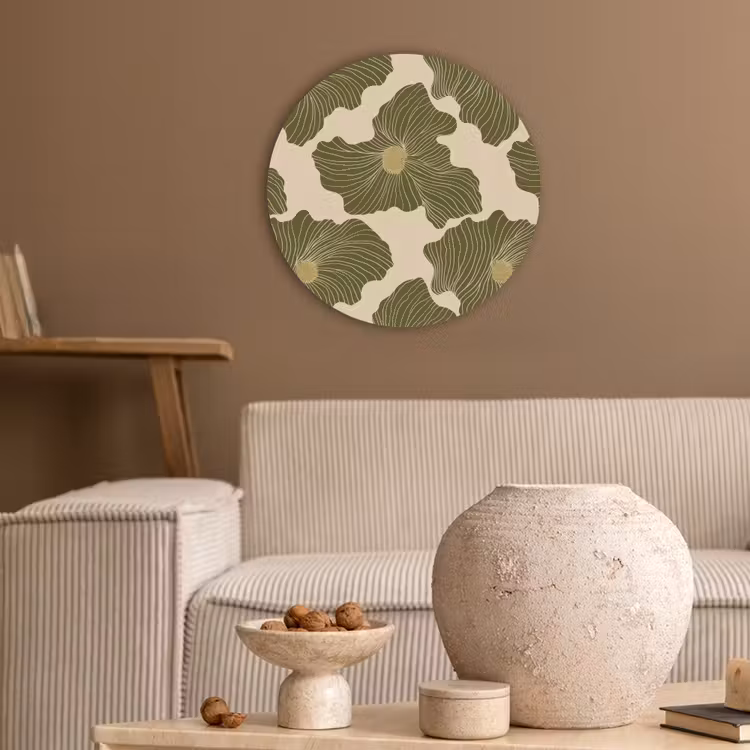 Modern - Abstract - Groen Akoestische PET Vilt - Rond klein 838 -sfeer1
