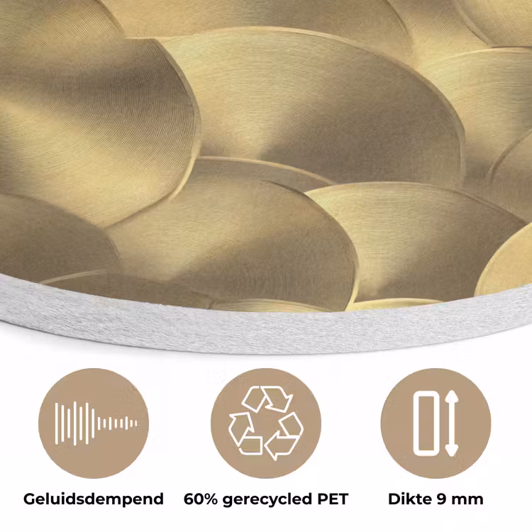 Modern - Cirkel - Goud Akoestische PET Vilt - Rond klein 838 -closeup_NL