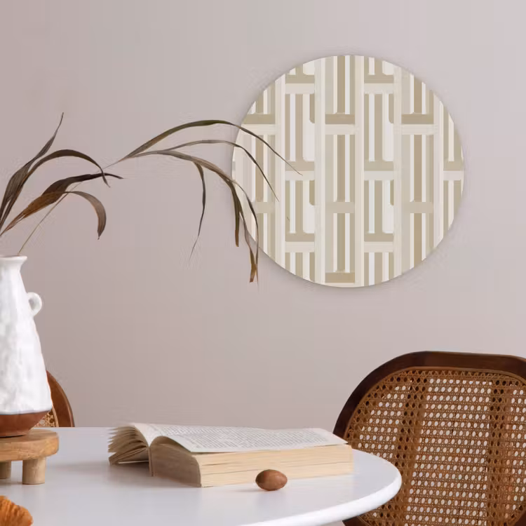 Modern - Geometrisch - Beige Akoestische PET Vilt - Rond klein 838 -sfeer3