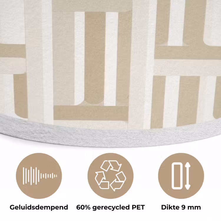 Modern - Geometrisch - Beige Akoestische PET Vilt - Rond klein 838 -closeup_NL