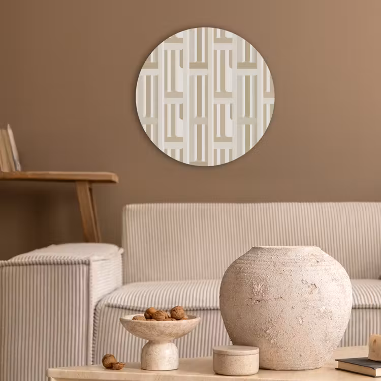 Modern - Geometrisch - Beige Akoestische PET Vilt - Rond klein 838 -sfeer1