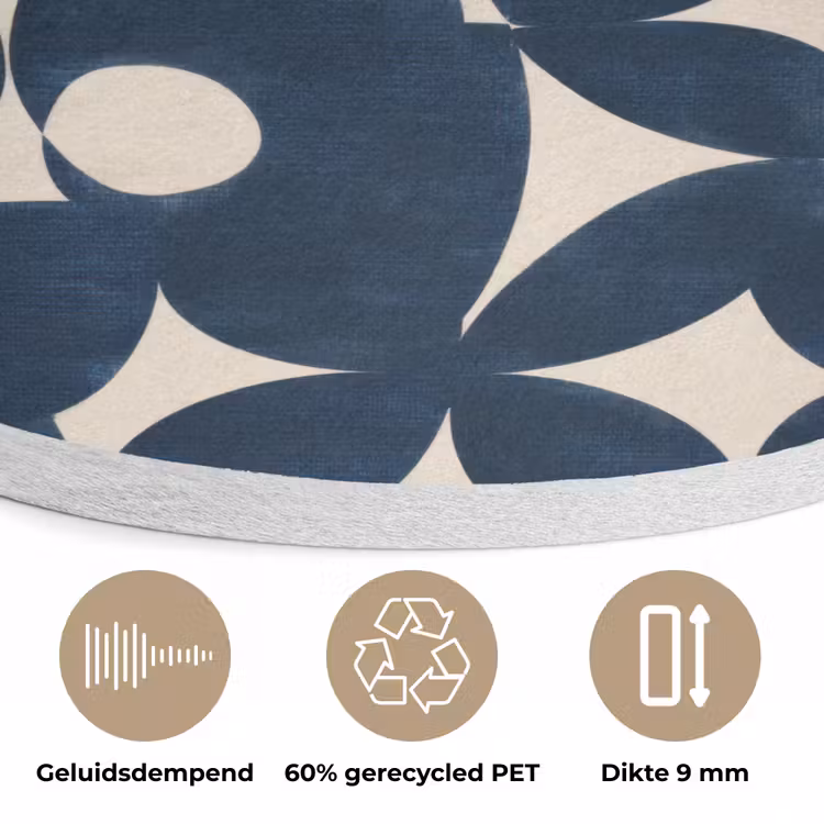 Modern - Geometrisch - Blauw Akoestische PET Vilt - Rond klein 838 -closeup_NL