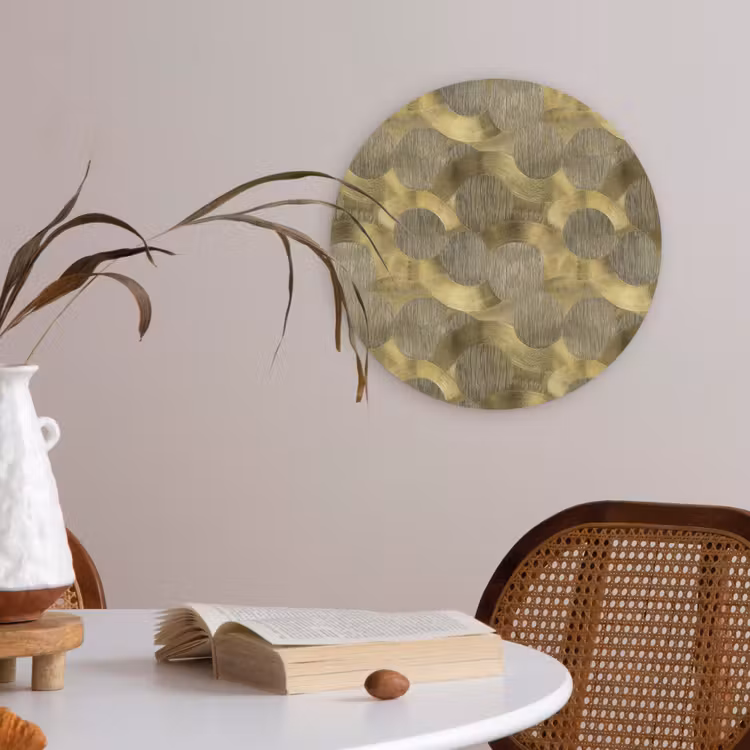 Modern - Geometrisch - Goud Akoestische PET Vilt - Rond klein 838 -sfeer3