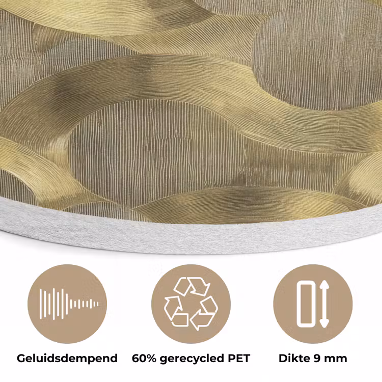 Modern - Geometrisch - Goud Akoestische PET Vilt - Rond klein 838 -closeup_NL