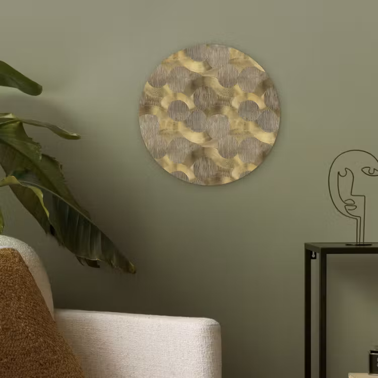 Modern - Geometrisch - Goud Akoestische PET Vilt - Rond klein 838 -sfeer2