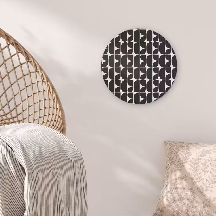 Modern - Geometrisch - Zwart Akoestische PET Vilt - Rond klein 838 -sfeer4