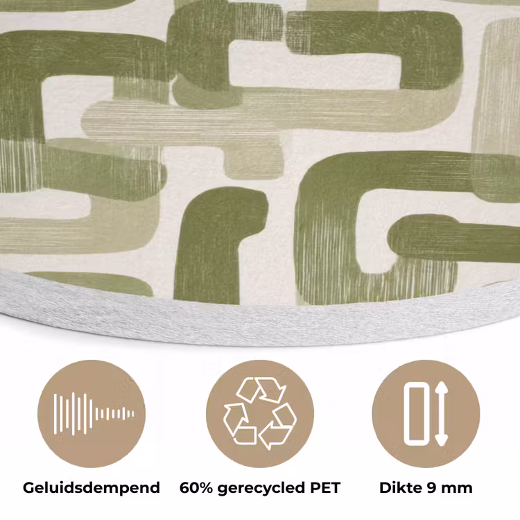 Modern - Grafisch - Groen Akoestische PET Vilt - Rond klein 838 -closeup_NL