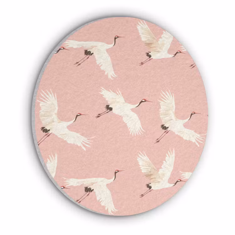 Modern - Kraanvogels - Roze Akoestische PET Vilt - Rond klein 838 -3d