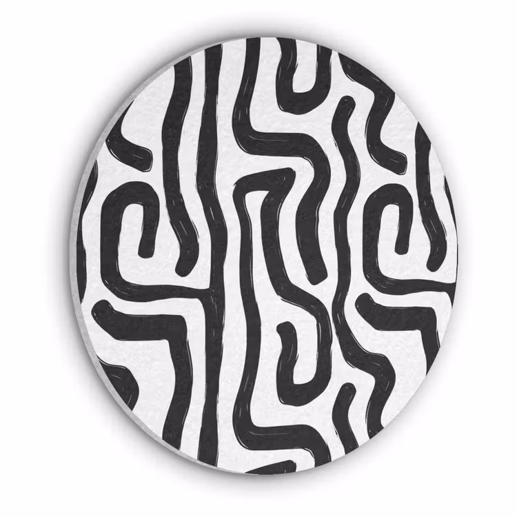 Modern - Lijnen - Zwart Akoestische PET Vilt - Rond klein 838 -3d