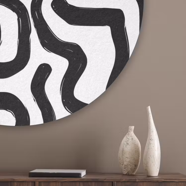Modern - Lijnen - Zwart Akoestische PET Vilt - Rond klein 838 -sfeer5_closeup