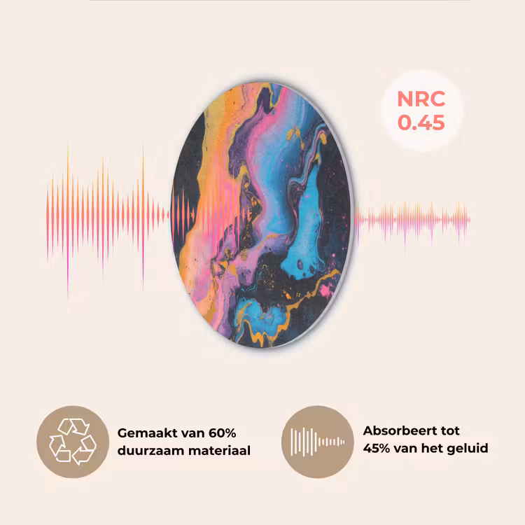 Modern - Marmer - Oranje Akoestische PET Vilt - Rond klein -USP_NL